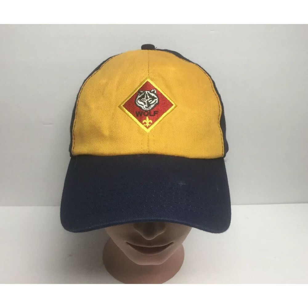 Cub Scout Wolf Hat Blue Yellow Cap BSA Youth‎ Hat Adjustable Size S/M